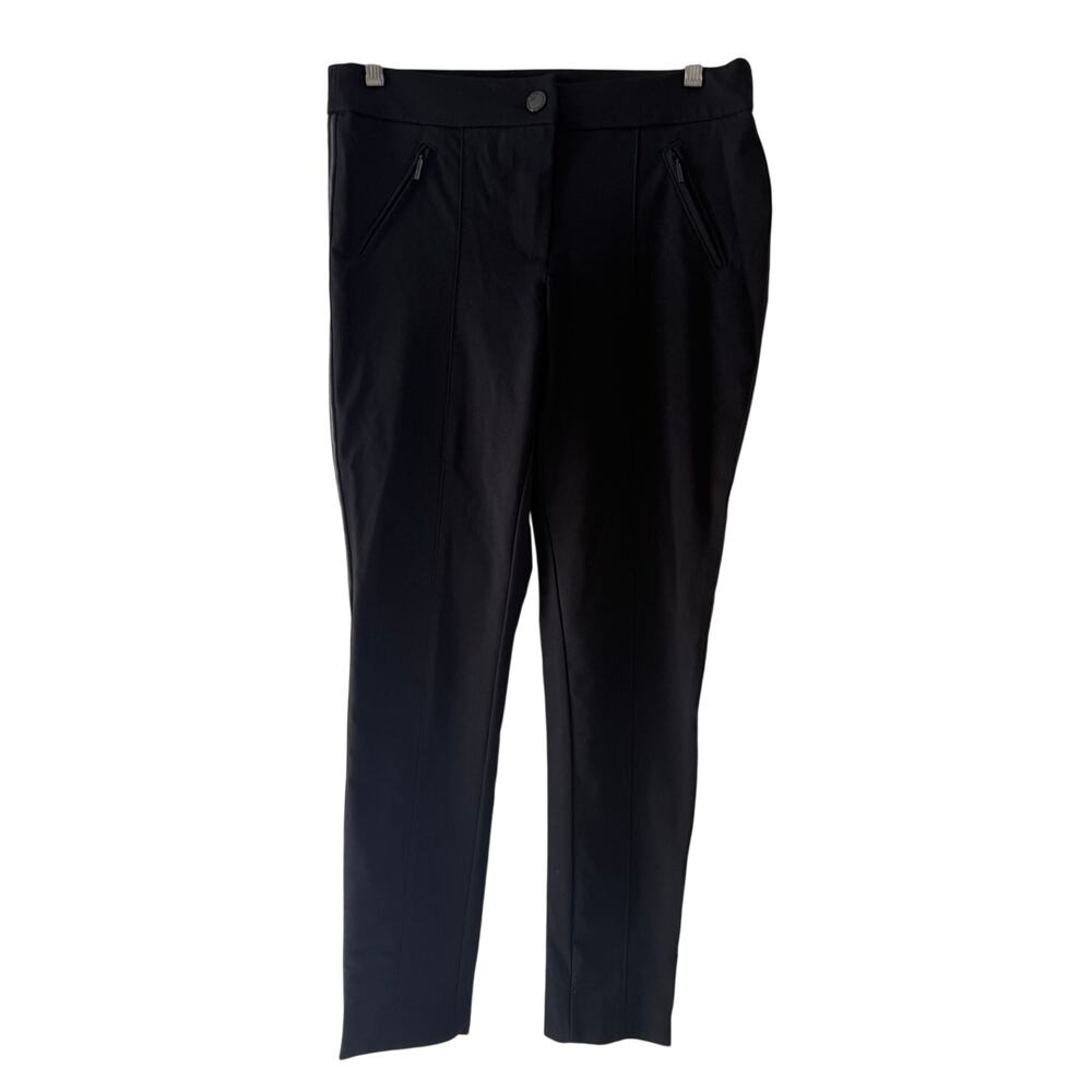 KARL LAGERFELD PARIS Black Logo Wide Leg Side Zip Dress Pant Size 10 LN